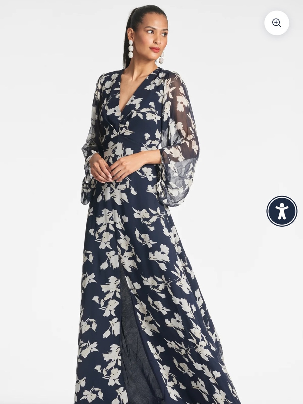 Sachin & Babi Jenny Gown Floral Maxi Gown in Blue & White Size 6 NWT